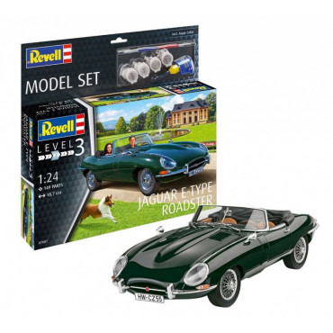 KIT PARA MONTAR REVELL MODEL SET JAGUAR E-TYPE ROADSTER 1/24 149 PEÇAS COMPLETO COM TINTAS COLA E PINCEL REV 67687